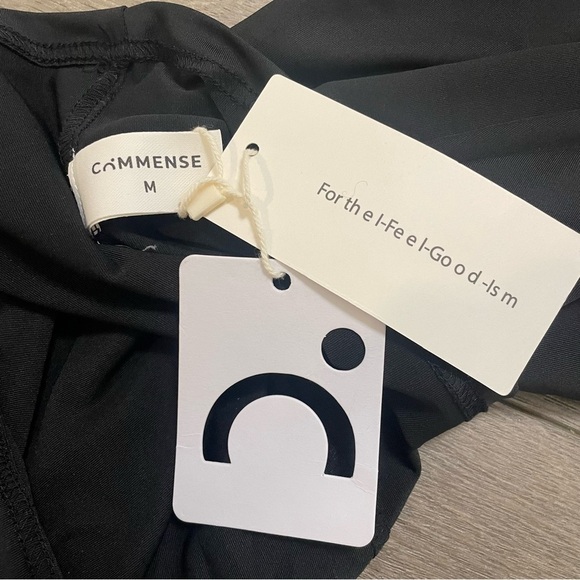 Commense Black Maxi Dress Bodycon Rose One Shoulder Sz M NWT - Picture 7 of 8